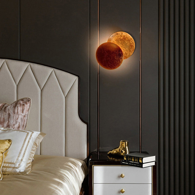 LED Rotatable Wall Light Fixture Modern Style Round Shape Wall Sconce Lamp for Bedroom