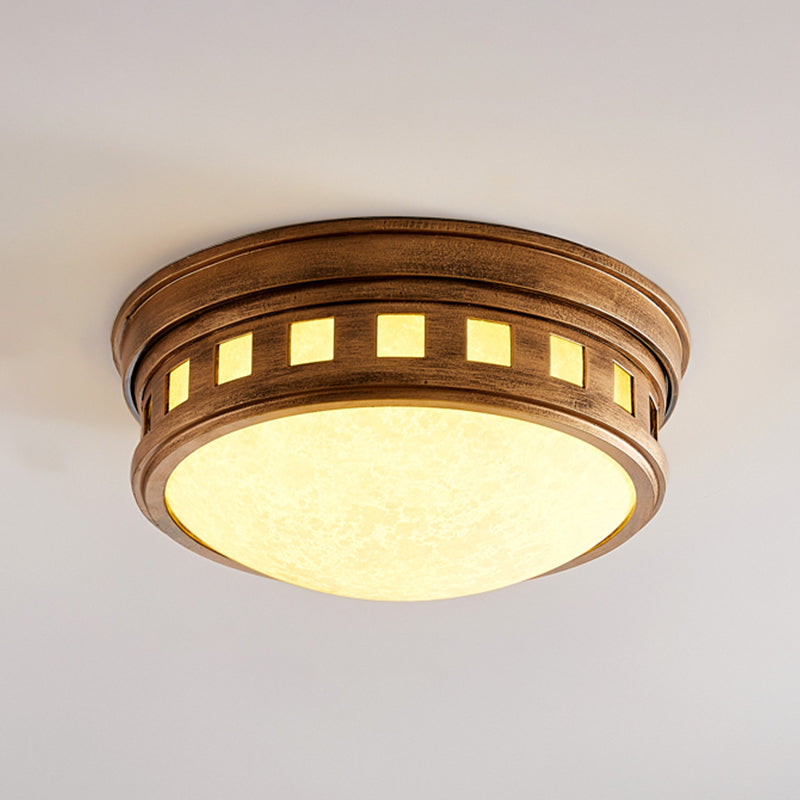 Illuminazione da incasso per montaggio a incasso a tamburo Lampada da incasso in stile tradizionale con paralume in vetro