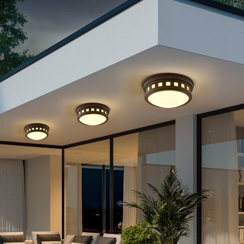 Illuminazione da incasso per montaggio a incasso a tamburo Lampada da incasso in stile tradizionale con paralume in vetro