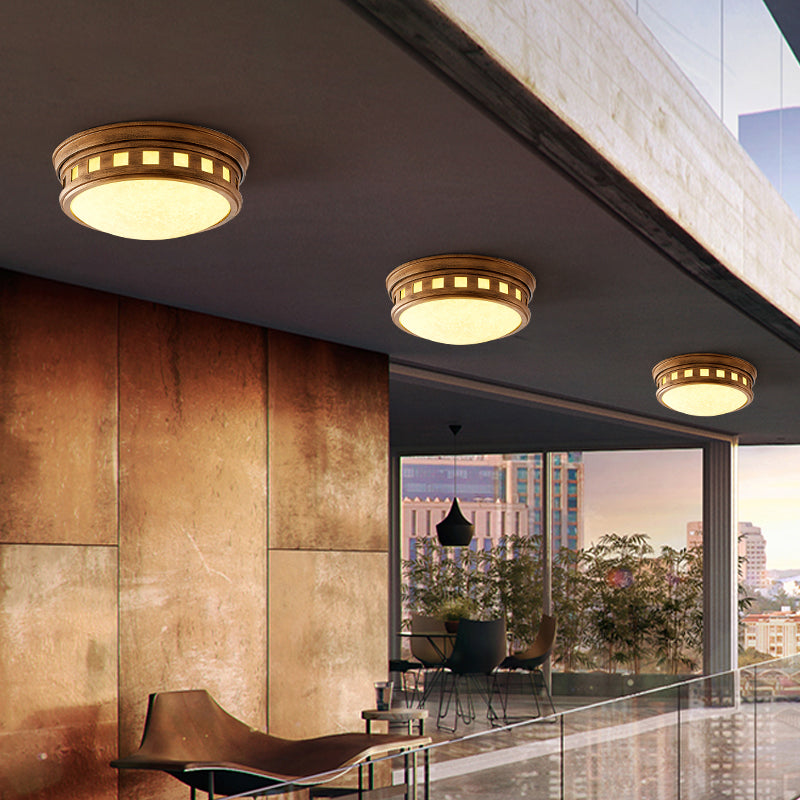 Illuminazione da incasso per montaggio a incasso a tamburo Lampada da incasso in stile tradizionale con paralume in vetro