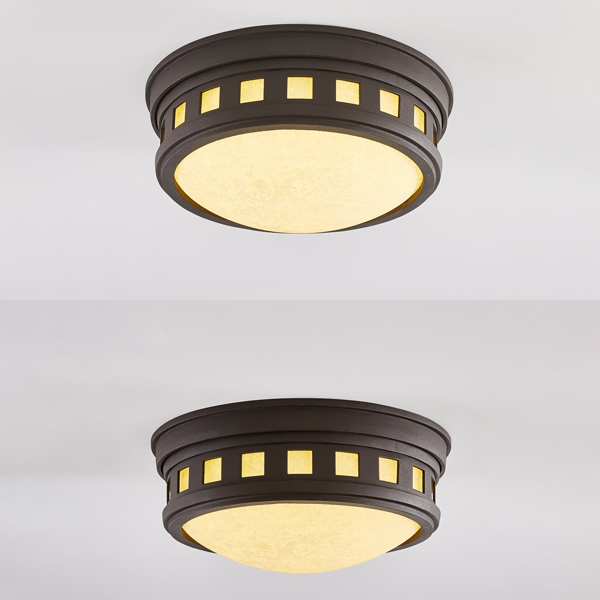 Illuminazione da incasso per montaggio a incasso a tamburo Lampada da incasso in stile tradizionale con paralume in vetro