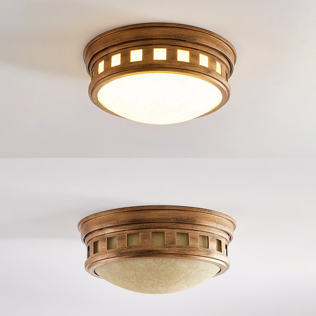 Illuminazione da incasso per montaggio a incasso a tamburo Lampada da incasso in stile tradizionale con paralume in vetro