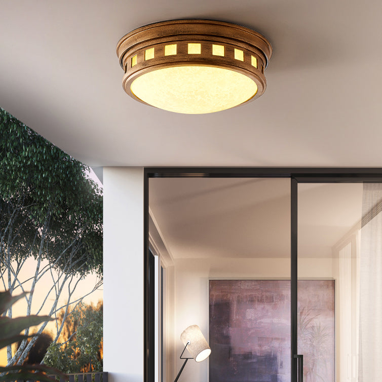 Illuminazione da incasso per montaggio a incasso a tamburo Lampada da incasso in stile tradizionale con paralume in vetro