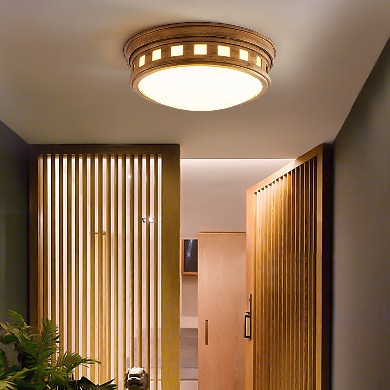 Illuminazione da incasso per montaggio a incasso a tamburo Lampada da incasso in stile tradizionale con paralume in vetro