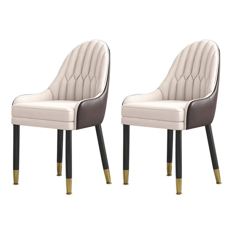 Sillas de comedor de madera Glam, sillas de comedor de piel sintética para uso doméstico (juego de 2)