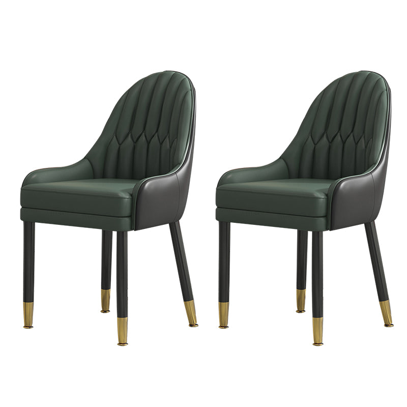 Sillas de comedor de madera Glam, sillas de comedor de piel sintética para uso doméstico (juego de 2)