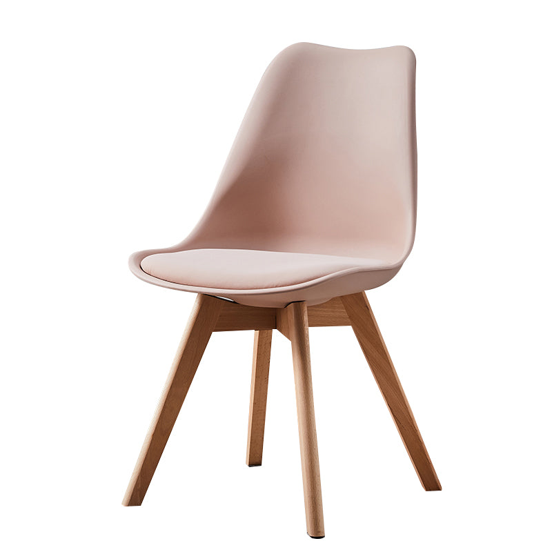 Contemporary Wood Dining Room Chairs Faux Leather Dining Armless Chairs for Home Use