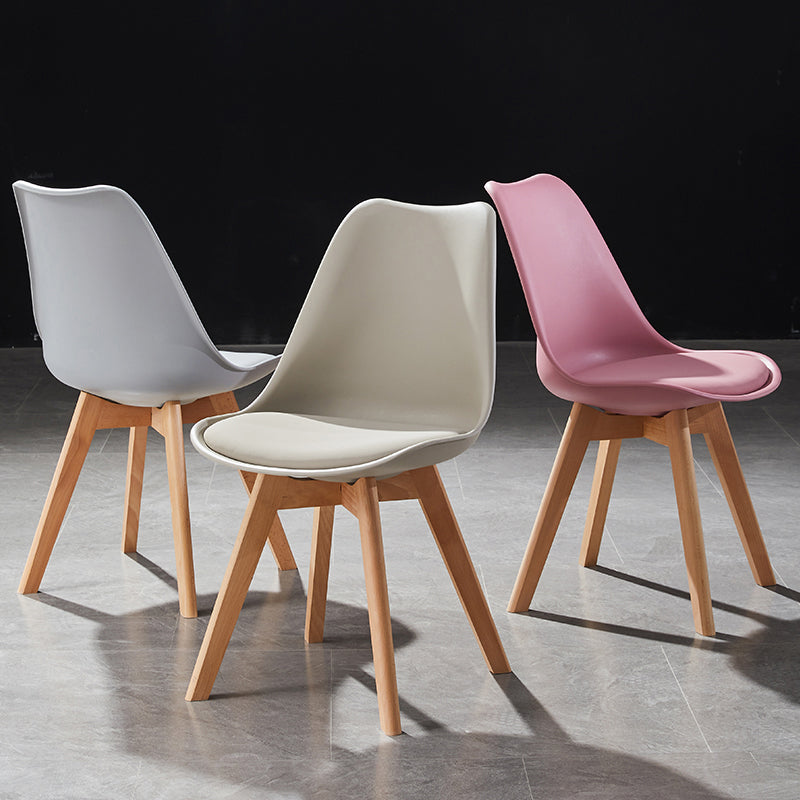 Contemporary Wood Dining Room Chairs Faux Leather Dining Armless Chairs for Home Use