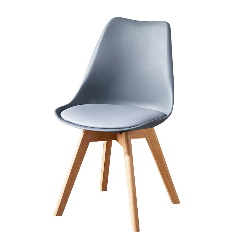 Contemporary Wood Dining Room Chairs Faux Leather Dining Armless Chairs for Home Use