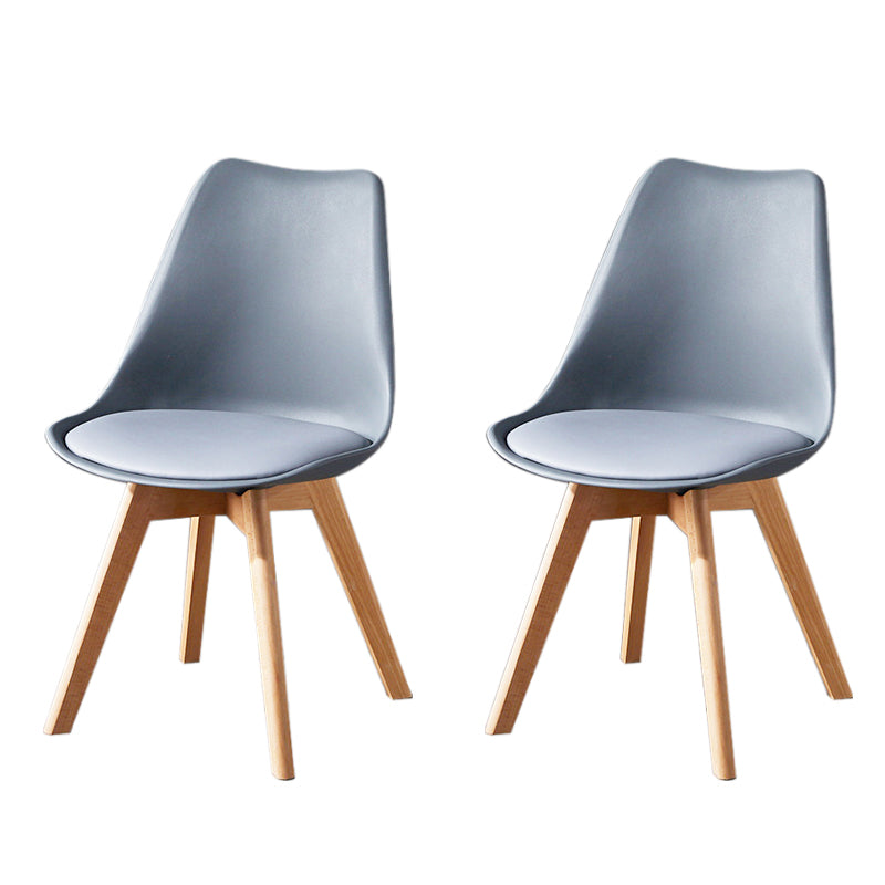 Contemporary Wood Dining Room Chairs Faux Leather Dining Armless Chairs for Home Use