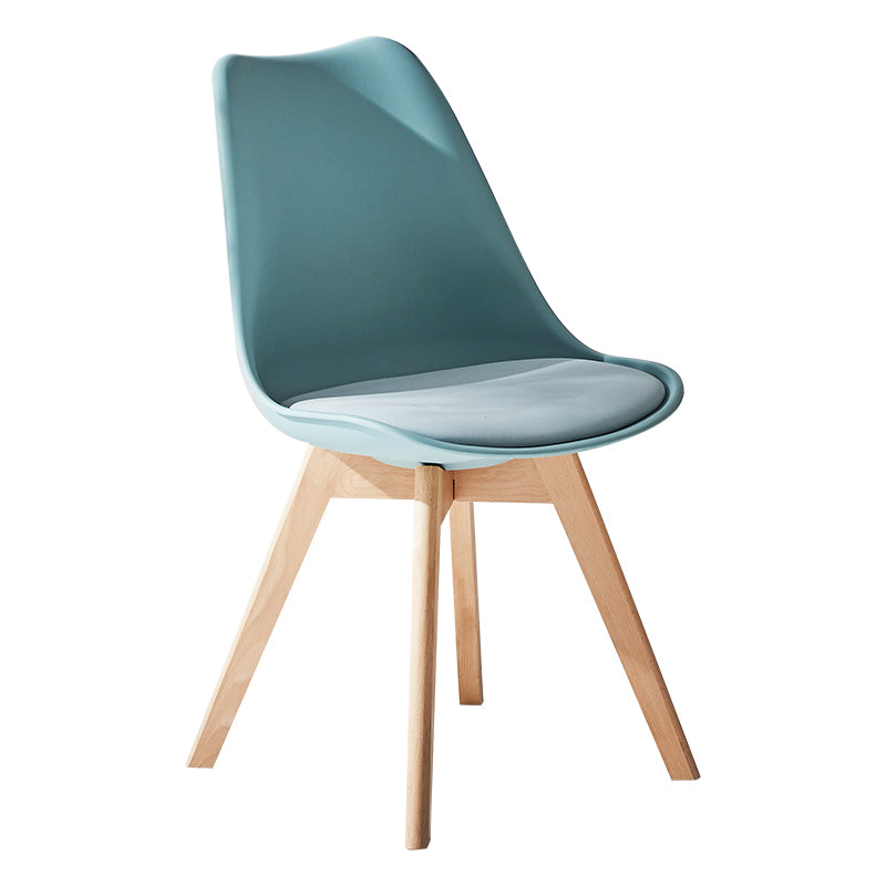 Contemporary Wood Dining Room Chairs Faux Leather Dining Armless Chairs for Home Use