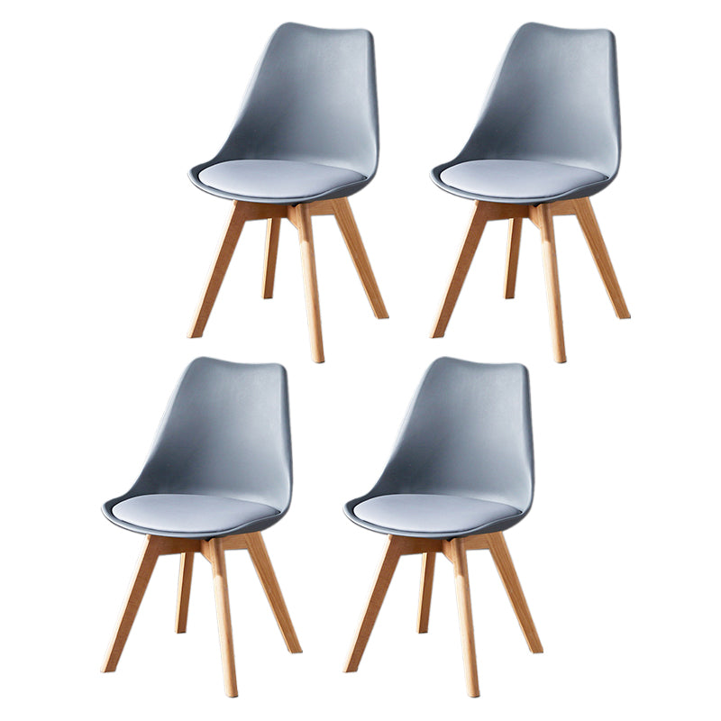 Contemporary Wood Dining Room Chairs Faux Leather Dining Armless Chairs for Home Use