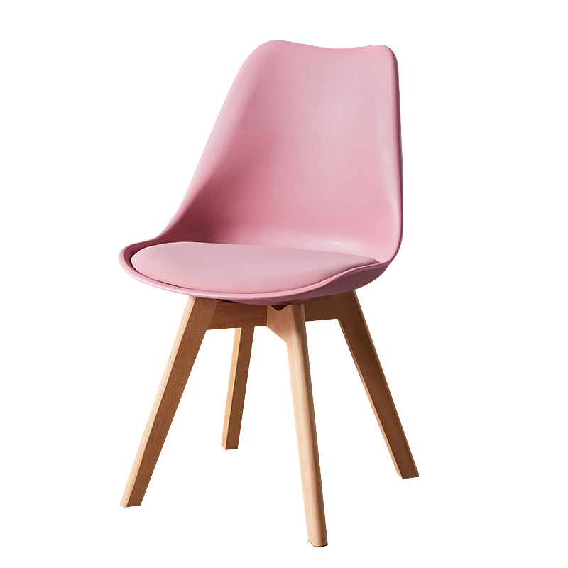 Contemporary Wood Dining Room Chairs Faux Leather Dining Armless Chairs for Home Use