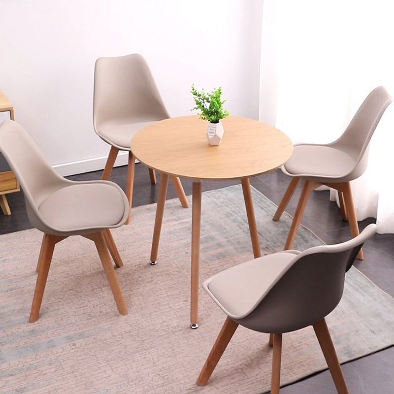 Contemporary Wood Dining Room Chairs Faux Leather Dining Armless Chairs for Home Use