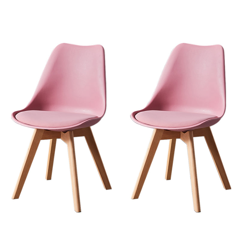 Contemporary Wood Dining Room Chairs Faux Leather Dining Armless Chairs for Home Use