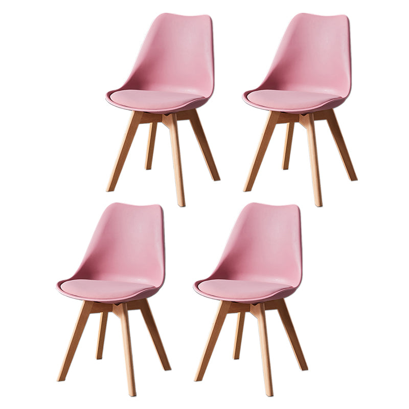 Contemporary Wood Dining Room Chairs Faux Leather Dining Armless Chairs for Home Use