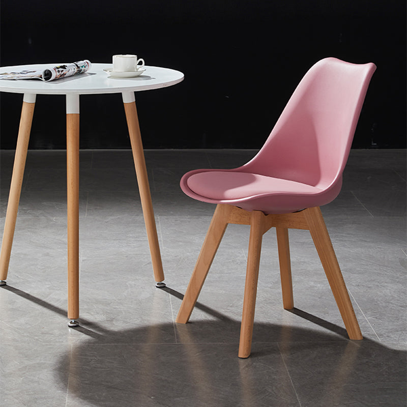 Contemporary Wood Dining Room Chairs Faux Leather Dining Armless Chairs for Home Use