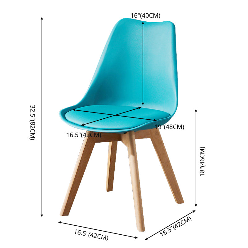 Contemporary Wood Dining Room Chairs Faux Leather Dining Armless Chairs for Home Use