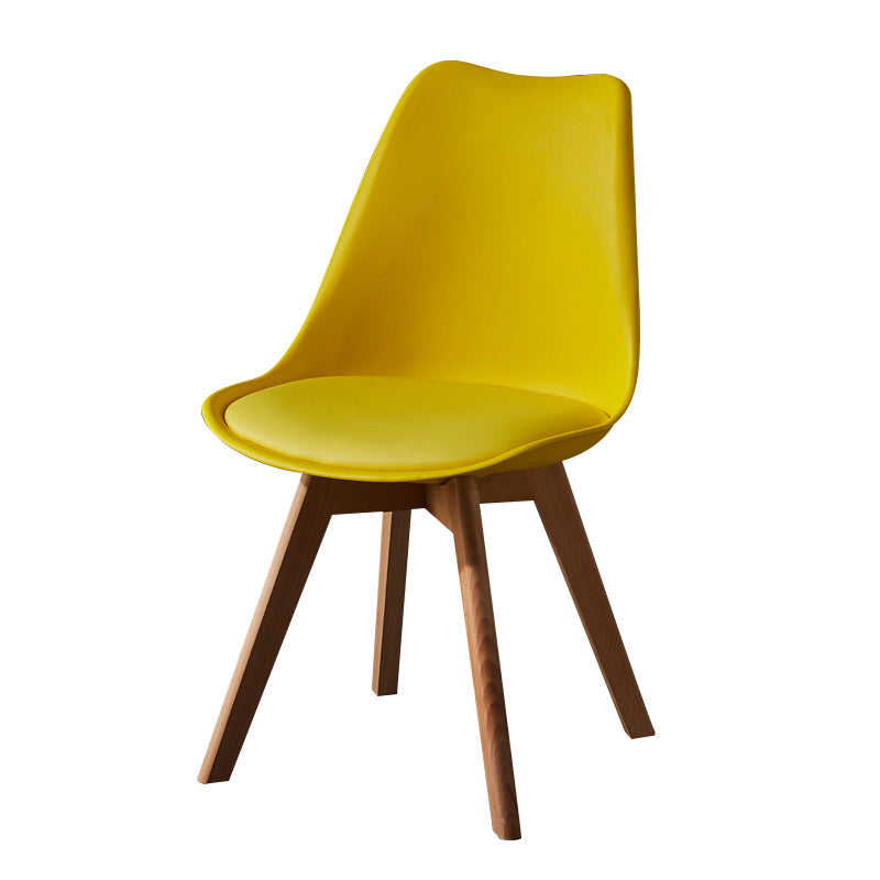 Contemporary Wood Dining Room Chairs Faux Leather Dining Armless Chairs for Home Use