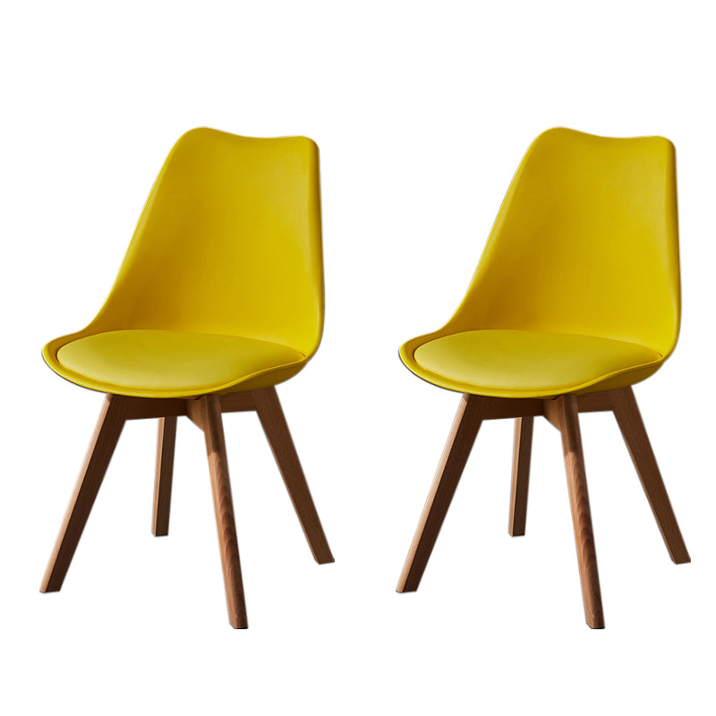 Contemporary Wood Dining Room Chairs Faux Leather Dining Armless Chairs for Home Use