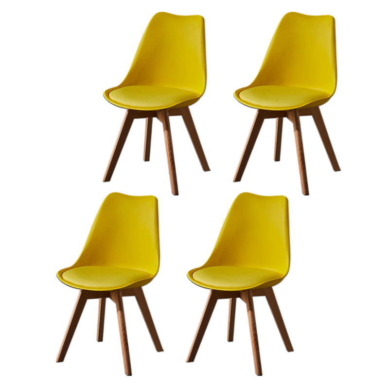 Contemporary Wood Dining Room Chairs Faux Leather Dining Armless Chairs for Home Use