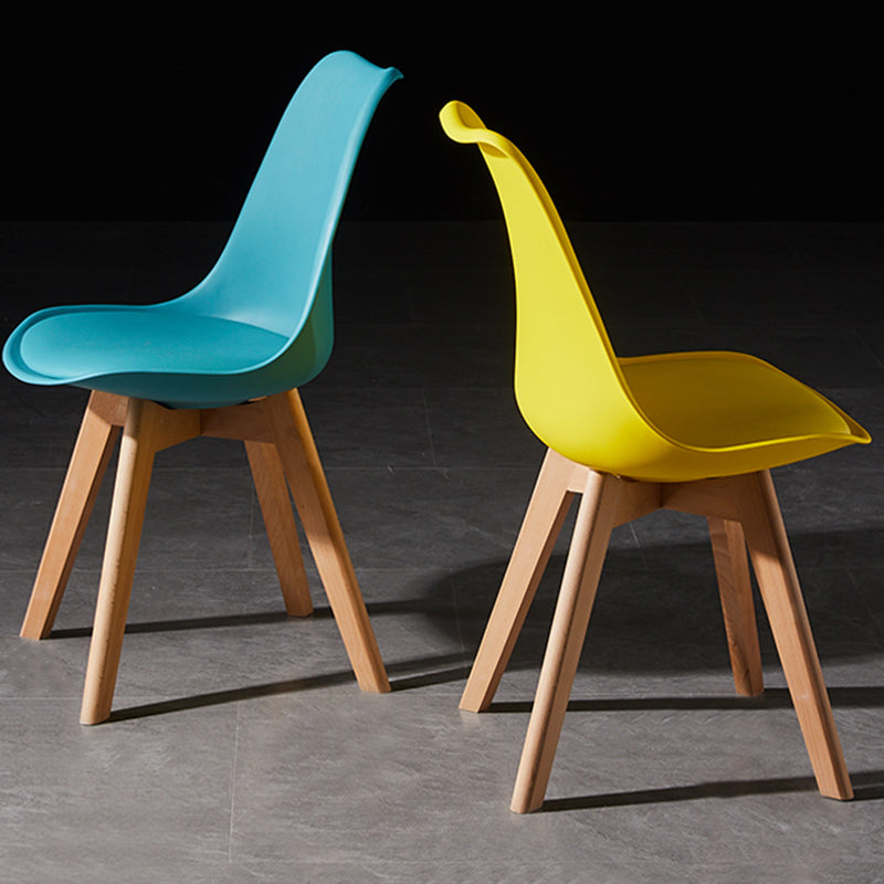 Contemporary Wood Dining Room Chairs Faux Leather Dining Armless Chairs for Home Use