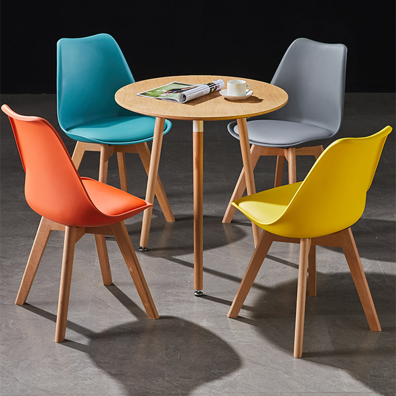 Contemporary Wood Dining Room Chairs Faux Leather Dining Armless Chairs for Home Use