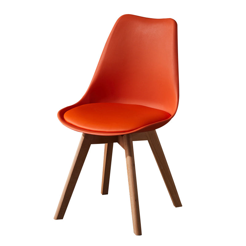 Contemporary Wood Dining Room Chairs Faux Leather Dining Armless Chairs for Home Use