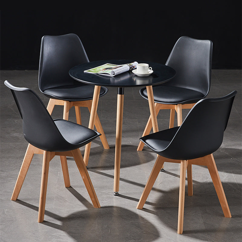 Contemporary Wood Dining Room Chairs Faux Leather Dining Armless Chairs for Home Use