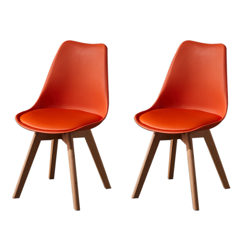 Contemporary Wood Dining Room Chairs Faux Leather Dining Armless Chairs for Home Use