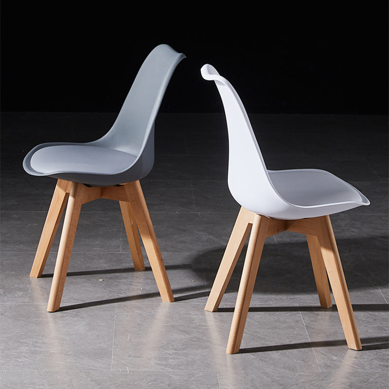 Contemporary Wood Dining Room Chairs Faux Leather Dining Armless Chairs for Home Use