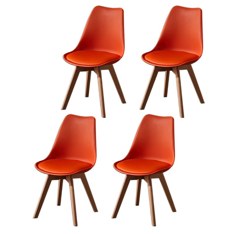 Contemporary Wood Dining Room Chairs Faux Leather Dining Armless Chairs for Home Use