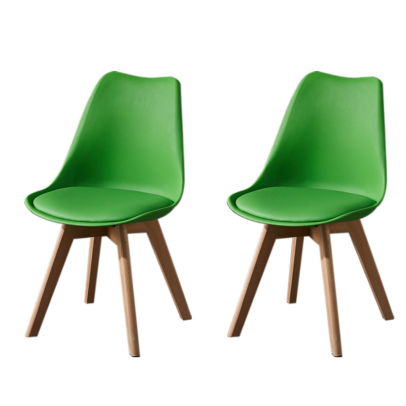 Contemporary Wood Dining Room Chairs Faux Leather Dining Armless Chairs for Home Use