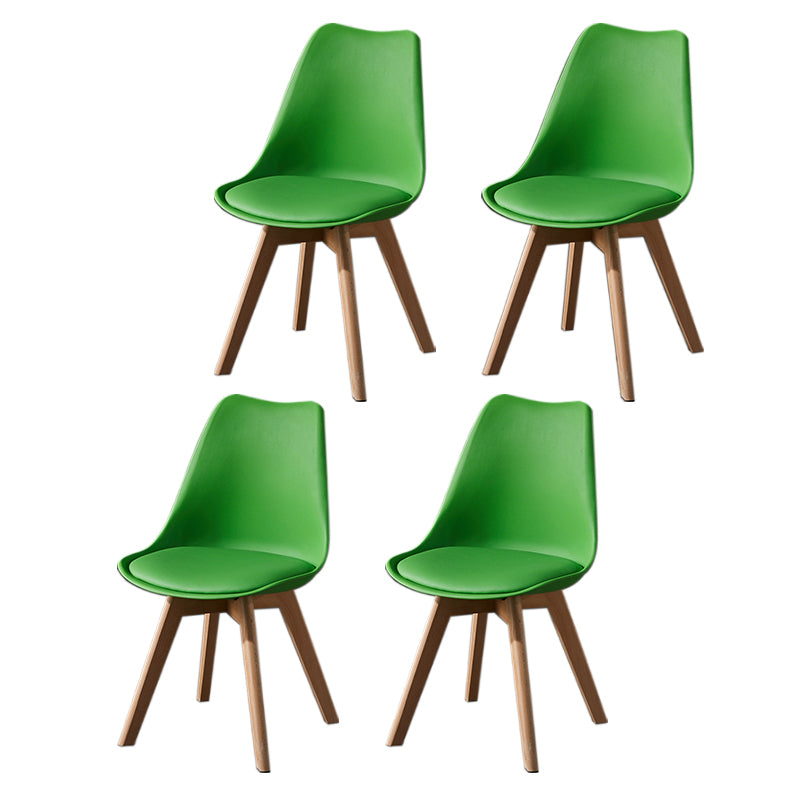 Contemporary Wood Dining Room Chairs Faux Leather Dining Armless Chairs for Home Use