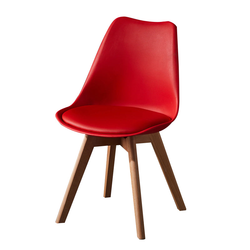 Contemporary Wood Dining Room Chairs Faux Leather Dining Armless Chairs for Home Use