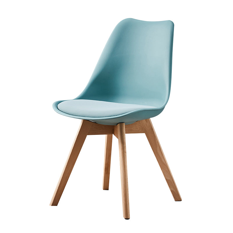 Contemporary Wood Dining Room Chairs Faux Leather Dining Armless Chairs for Home Use