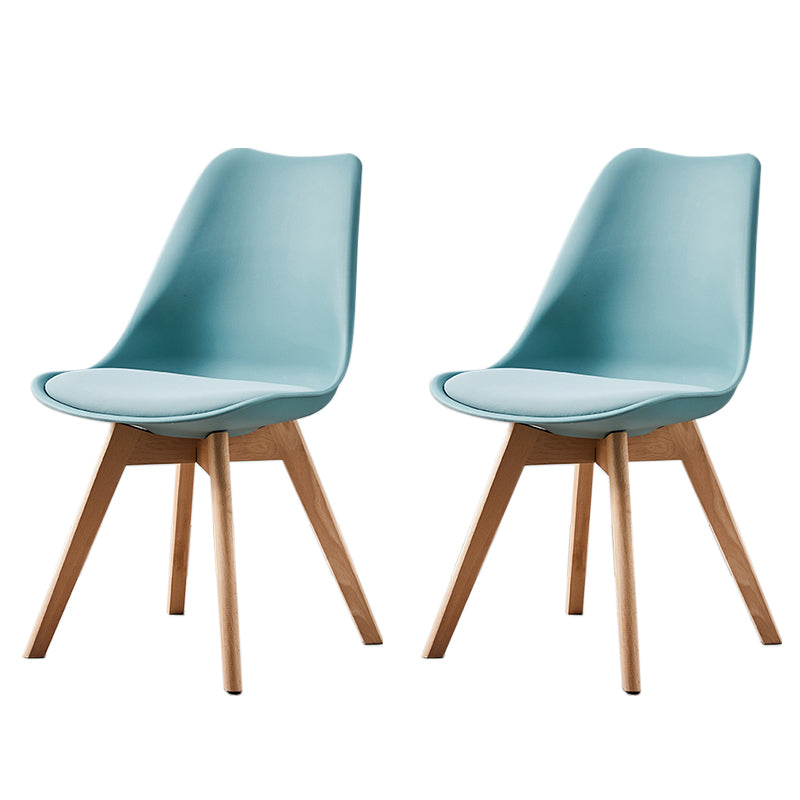 Contemporary Wood Dining Room Chairs Faux Leather Dining Armless Chairs for Home Use