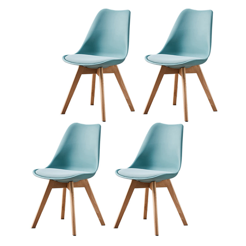 Contemporary Wood Dining Room Chairs Faux Leather Dining Armless Chairs for Home Use