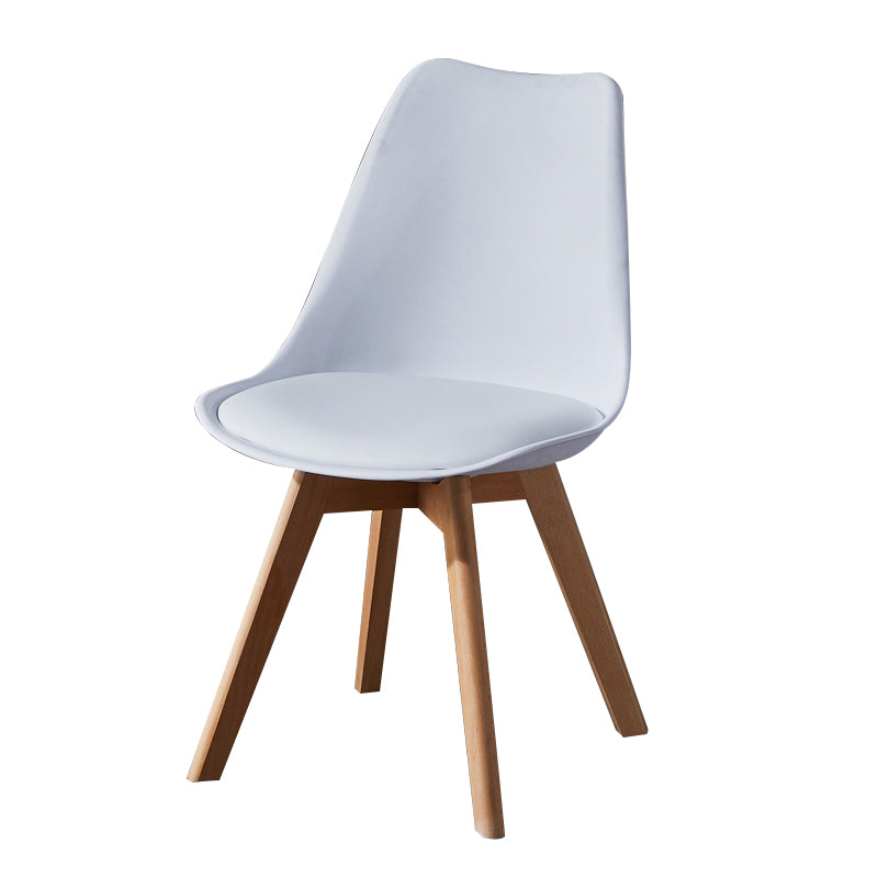 Contemporary Wood Dining Room Chairs Faux Leather Dining Armless Chairs for Home Use