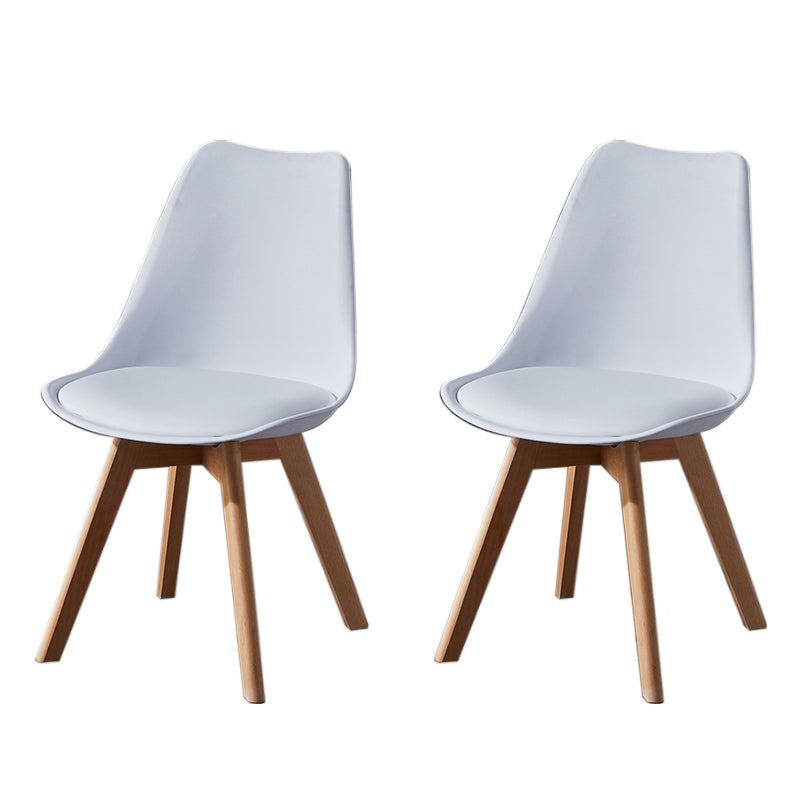 Contemporary Wood Dining Room Chairs Faux Leather Dining Armless Chairs for Home Use