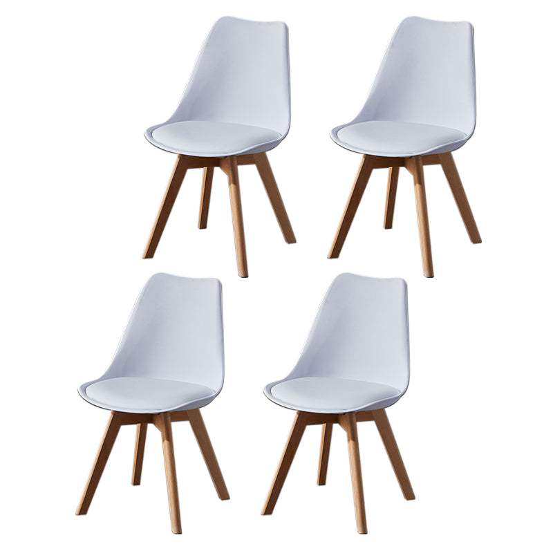 Contemporary Wood Dining Room Chairs Faux Leather Dining Armless Chairs for Home Use