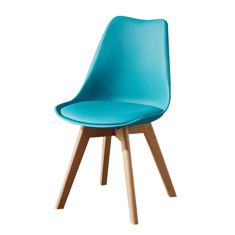 Contemporary Wood Dining Room Chairs Faux Leather Dining Armless Chairs for Home Use