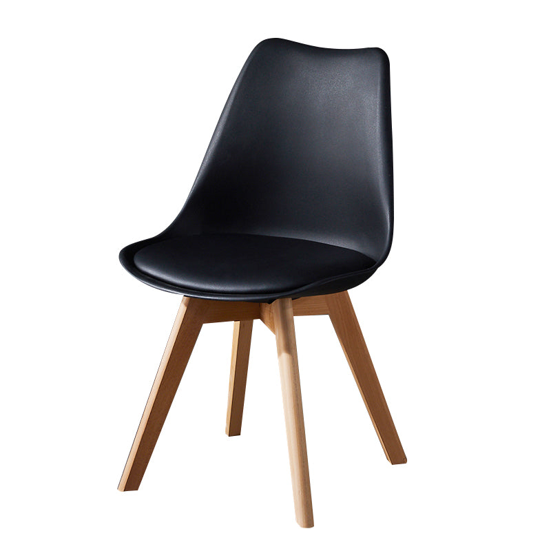 Contemporary Wood Dining Room Chairs Faux Leather Dining Armless Chairs for Home Use