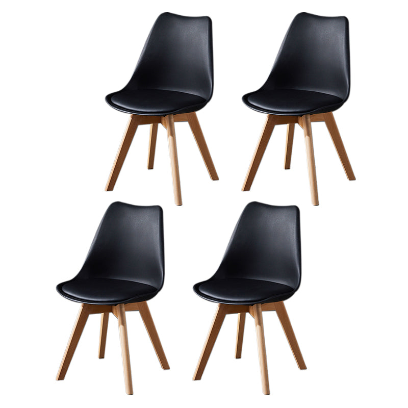 Contemporary Wood Dining Room Chairs Faux Leather Dining Armless Chairs for Home Use