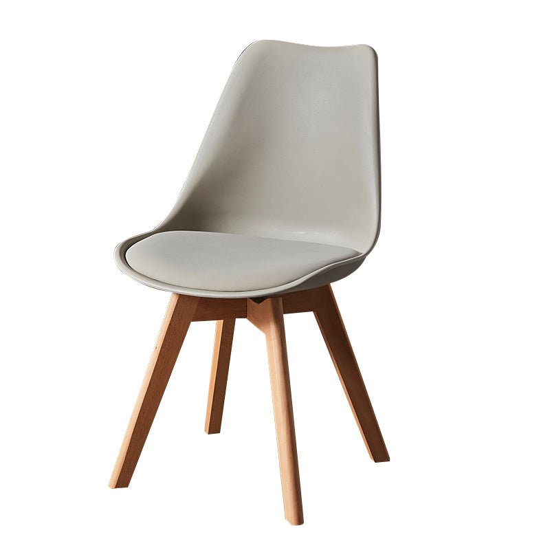 Contemporary Wood Dining Room Chairs Faux Leather Dining Armless Chairs for Home Use