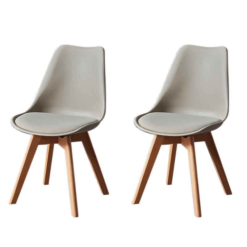 Contemporary Wood Dining Room Chairs Faux Leather Dining Armless Chairs for Home Use