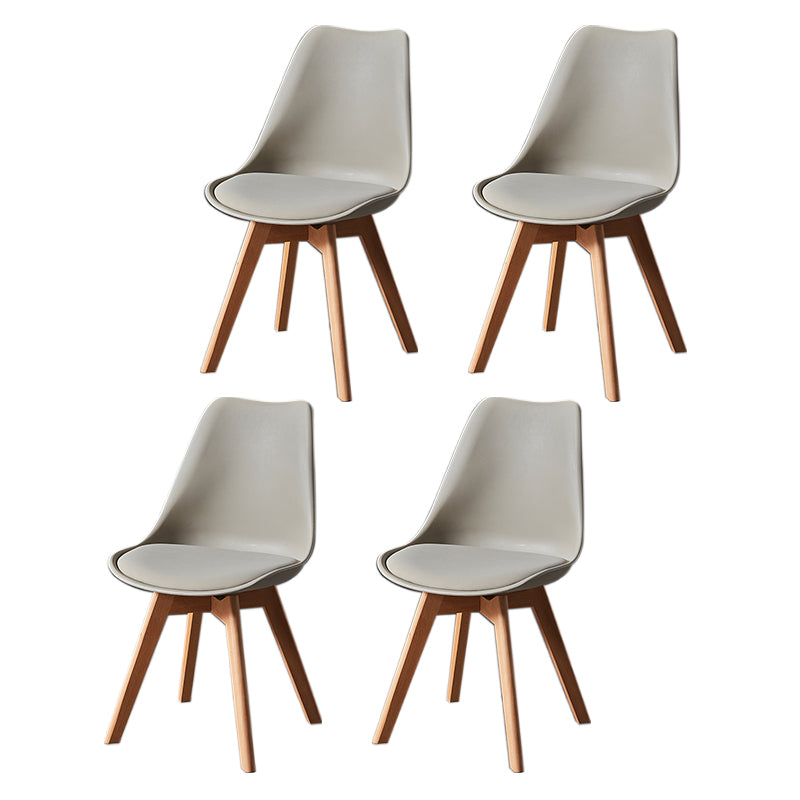 Contemporary Wood Dining Room Chairs Faux Leather Dining Armless Chairs for Home Use