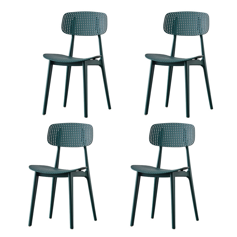 Sillas de comedor escandinavas sin brazos Silla auxiliar de plástico con respaldo abierto (juego de 4)