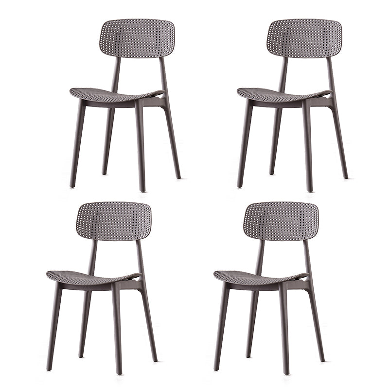 Sillas de comedor escandinavas sin brazos Silla auxiliar de plástico con respaldo abierto (juego de 4)