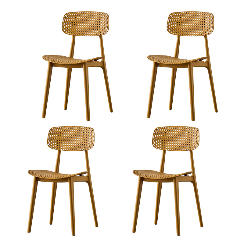 Sillas de comedor escandinavas sin brazos Silla auxiliar de plástico con respaldo abierto (juego de 4)